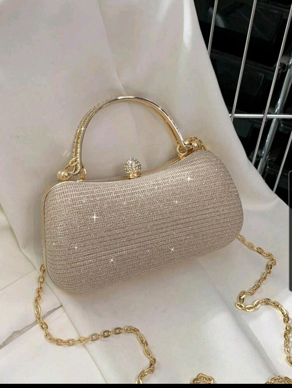 BRAND NEW ** Elegant Sparkle Evening Clutch Handbag - Champagne Gold